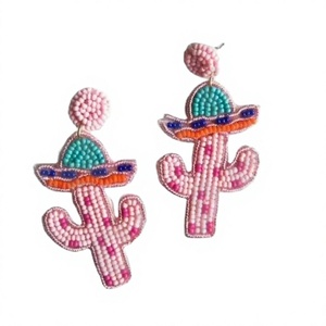 Top Fashionable Embroidered Parties Special Dangle Earrings New Arrival Cross-Border Handmade Beads Sweet Sequins Trendy - Product Image 1