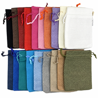 Sacs en toile de jute colorés avec cordon de serrage, petits sacs cadeaux en jute, couleurs assorties, pour bijoux, bonbons, faveurs de mariage, vente en gros
