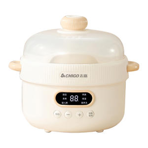 Olla de cocción lenta eléctrica de cerámica Chigo de 1 litro con forma de tambor y función de reserva para preparar comida para bebés y sopas - Product Image 1