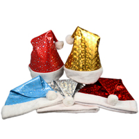 Cappelli di Babbo Natale Personalizzati Lucidi con Stelle Stampate al Laser, Berretti Natalizi Scintillanti