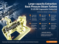 Turbine à vapeur d'extraction Bowzon, 1 à 3 MW, turbine d'extraction industrielle pour la production d'énergie et l'alimentation en vapeur de process
