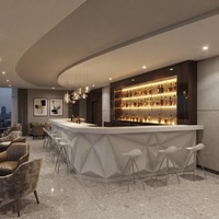 Ensemble de comptoir de bar en forme de L personnalisé en matériau solide blanc avec design diamant pour salon