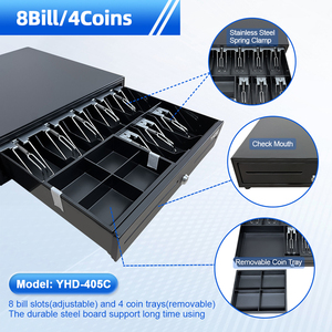 8 Bill 4 Bandejas para monedas Cajón de efectivo con ranura para medios para recibos Cheques Sistema POS Supermercado <span class=keywords><strong>Restaurante</strong></span> Venta al por menor - Product Image 6