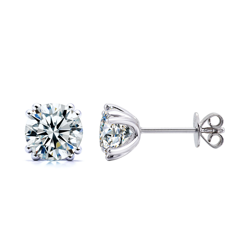 Boucles d'oreilles en or blanc 14 carats avec diamants de laboratoire