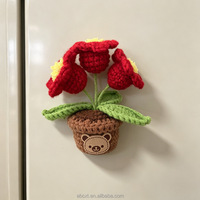 Aimant de réfrigérateur en crochet fait main, plante succulente en pot en fil, mignon, décoration pour la maison et la cuisine, cadeau, vente en gros