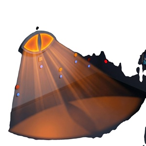 Jeu LED en fibre de verre pour intérieur, motif œil du diable, avec fonction interactive cachée - Product Image 1
