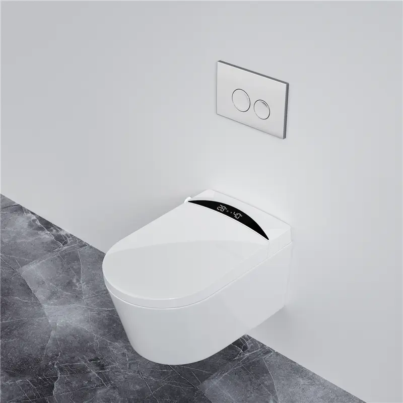 ओवीएस हाई एंड व्हाइट वॉल हंग सिरेमिक स्मार्ट इलेक्ट्रिक इंटेलिजेंट टॉयलेट डब्ल्यूसी ऑटोमैटिक बाथरूम वॉल माउंटेड टॉयलेट