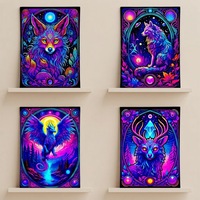 Tapisserie murale animale néon réactive aux UV, aux couleurs vives, pour fêtes rave, boîtes de nuit et décoration de salle de DJ