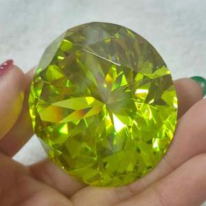 Zirconia cúbica sintética verde manzana redonda de 50mm, adorno de piedras sueltas de circón de gran tamaño - Product Image 6