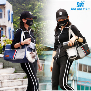 Pet Carrier Bag For Dogs <b>Cats</b> Breathable Tote Travel Bag Large Capacity Dark Blue Gray Solid Color Design - Product Image 5