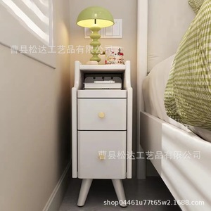 <b>Small</b> bedside table, white ultra-narrow side table, <b>small</b> bedroom bedside storage rack, Nordic minimalist style storage <b>cabinet</b> - Product Image 1