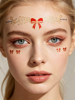 Autocollants de tatouage temporaire personnalisés multicolores en feuille d'or pour le visage, motifs nœud papillon, cœur, étoile, pour maquillage de festival, pour femmes, vente en gros
