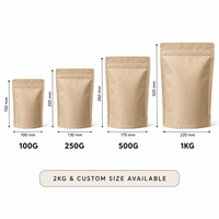 Sachet de thé Pu'er en papier kraft sans fenêtre, scellé sur huit côtés, pour la vente au détail et en gros