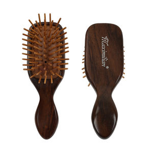 Etiqueta privada Pequeño bolsillo portátil Dientes de bambú con mango de palisandro Cepillo de pelo de madera Diseño de viaje Cojín Peine de masaje - Product Image 1