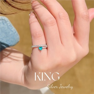 Anillo de Plata de Ley S925 con Forma de Corazón Azul, Joyería de Moda para Mujer, Regalo - Product Image 4