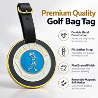 Étiquette de sac de golf Ausluofell avec finition émaillée, marqueur de balle magnétique, sangle en cuir PU durable - Cadeau promotionnel d'entreprise pour le golf