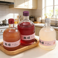 Direct Factory Clear Verticale Strepen 200ml 375ml 500ml Lege Fruitwijn Glazen Flessen Zeefdruk Aangepaste Logo Kleur Drank