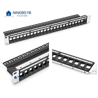 Panel de conexión de fibra óptica RJ45 24 puertos Cat6 UTP STP ODF Marco de distribución Módulo de bastidor Gestión de cables 1U