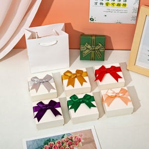 Recyclable Ribbon Bow Jewelry <b>Box</b> Ring <b>Box</b> with Foam Wholesale <b>Cheap</b> Paper White Jewelry <b>Box</b> - Product Image 6