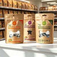 Sac en papier kraft imprimé en héliogravure personnalisé pour aliments pour animaux de compagnie, résistant à l'humidité, emballage pour chiens et chats, pochette refermable à fermeture éclair