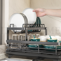 Égouttoir à vaisselle 2 niveaux en acier inoxydable 201/304, blanc et noir, pour étagère de cuisine, vente chaude