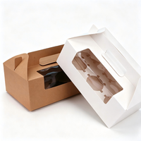 Boîte à cupcakes recyclable et écologique avec poignée, boîte cadeau en carton multi-tailles avec logo personnalisé