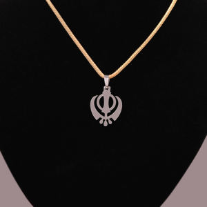 Colgante Estético con Forma de Logotipo de la Religión SIKH con Pequeños Diamantes Redondos Cultivados en Laboratorio en Oro Sólido de 18 Quilates para Todas las Ocasiones Unisex - Product Image 5