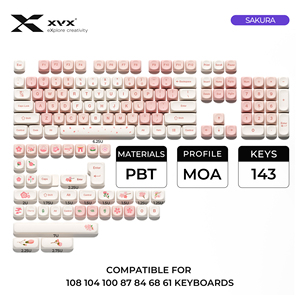 XVX Pink Sakura 143 touches Dye-Sub PBT Keycap Set pour clavier mécanique avec tous les commutateurs MX et clones de style MX - Product Image 2