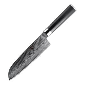 <span class=keywords><strong>Couteau</strong></span> <span class=keywords><strong>de</strong></span> <span class=keywords><strong>chef</strong></span> <span class=keywords><strong>Santoku</strong></span> japonais damas 7 pouces 67 couches VG10 Core Steel G10 Handle Hand Forged High-Polish Finish Ambidextre - Product Image 1
