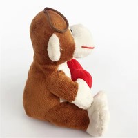 Llavero de peluche de mono marrón mini al por mayor, juguete de mono de peluche pequeño abrazando un corazón rojo, colgante para bolso