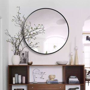 30 Inch Black Metal Framed <b>Round</b> Wall <b>Mirror</b> For <b>Bathroom</b> - Product Image 3
