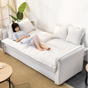 Sofá cama plegable moderno de tela blanca de <span class=keywords><strong>3</strong></span> asientos con almacenamiento para sala de estar, hoteles, apartamentos llenos de material de madera de esponja - Product Image 1