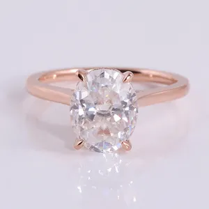 Anillo de boda de moissanita para mujer, sortija de oro rosa de 18 quilates, corte ovalado, VVS DEF, Color 18K, Au750, para siempre