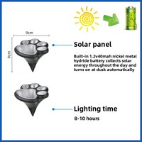 Nouvelle lampe solaire LED créative moderne pour extérieur, petite, en forme de patte de chat, étanche, pour jardin, cour, pelouse, décorative