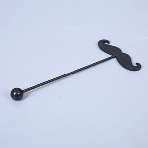 Agitador de cóctel de barba de plástico con <span class=keywords><strong>bigote</strong></span> negro con logotipo personalizado para boda - Product Image 4