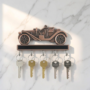 Porte-clés mural artisanal en métal de zinc, motif chariot ethnique, style chariot de bœuf et wagon moderne, support mural pour clés - Product Image 6