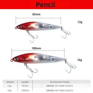 Leurres de pêche durs personnalisés 85mm/12g 100mm/16g, avec <span class=keywords><strong>lame</strong></span> flash, à coulée lente, appâts artificiels, leurres crayon - Product Image 3