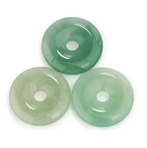 hotsale 30mm wholesale 20-50mm green aventurine jade gemstone round donuts