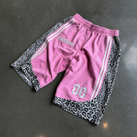 Shorts pour hommes Yingling DTG personnalisés, imprimé léopard rétro, streetwear vintage, shorts amples en coton lourd, shorts de sport hip hop, shorts baggy