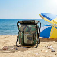 Chaise de plage pliable portable en acier avec siège en polyester Oxford et sac isotherme pour la pêche, le jardin et l'extérieur