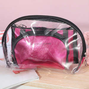 Professionnel imprimé clair Transparent <span class=keywords><strong>Pvc</strong></span> 3 pièces ensemble de sacs cosmétiques ensembles d'emballages cosmétiques de luxe sacs d'emballage cosmétiques - Product Image 4