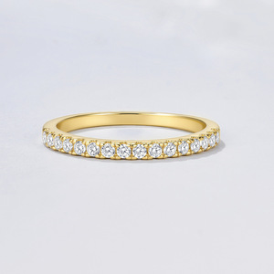 S925 Sterling Silver Half <b>Circle</b> Zircon <b>Ring</b> Claw Setting Women's Fashion Jewelry Yellow And White Color Geometric Shape - Product Image 3