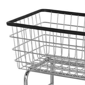 Chariot à linge roulant en acier Panier à linge en fil métallique avec roues Cadre en acier avec roulettes galvanisées de 4 "Chariot en fil métallique pour le linge - Product Image 3
