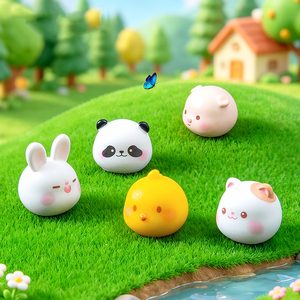 Décorations de bureau en résine pour miniatures de paysages - Têtes d'animaux mignonnes (Panda et Lapin) - Accessoires de jardinage DIY - Product Image 2