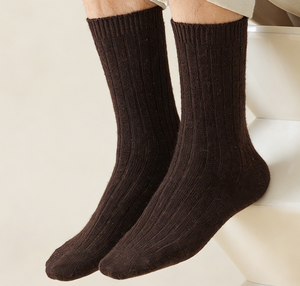 Chaussettes <span class=keywords><strong>mi</strong></span>-mollet en laine mélangée personnalisées, motif côtelé épais pour hommes et femmes, décontractées, absorbant la transpiration, hiver - Product Image 4