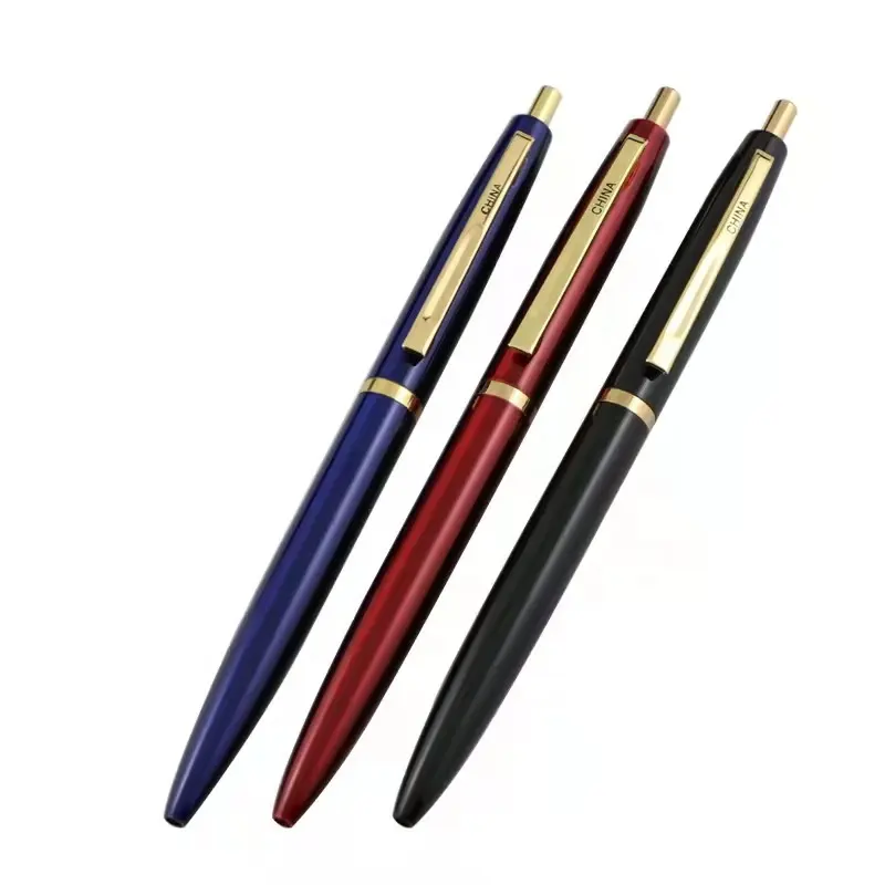 Custom Logo Gedrukt Reclame Gold Metal Aangepaste Pen Hotel Vip Luxe Zwart Rood Blauw Gift Metalen Pennen Graveren Balpen