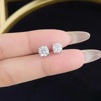 Orecchini a perno minimalisti scintillanti in platino Pt950 con diamanti coltivati in laboratorio, orecchini raffinati con diamanti, orecchini a lobo piatto