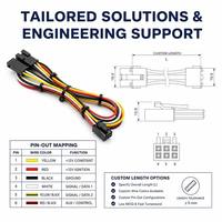 Rangkaian Kabel Listrik Tembaga Berlapis Timah Kustom, Konektor Adaptor Presisi PVC/PTFE, Berkode Warna, IP65, Komputer