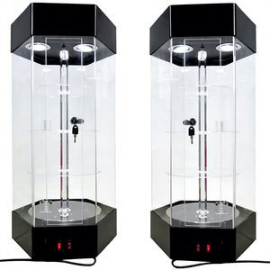 Rotating LED Light <strong>Acrylic</strong> <strong>Display</strong> Case Revolving Perfume <strong>Display</strong> <strong>Cabinet</strong> with Tiered Shelves for Retail Shop - Product Image 1
