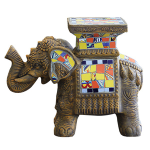 Cement And Fiberglass Elephant Flower Stand With Mosaic Craftsmanship <b>Garden</b> Ornament - Product Image 5